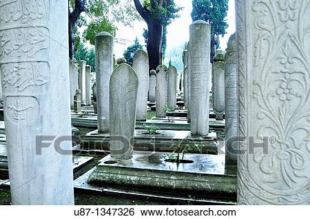 Turkey, Istanbul, Suleymaniye Mosque, Tombstones in the Cemetery View Large Photo Image Stock Photograph - Turkey, Istanbul, Suleymaniye Mosque, Tombstones in the Cemetery. Fotosearch