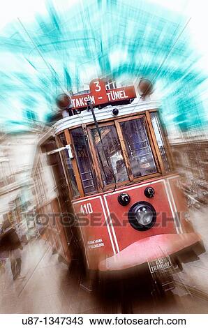 Stock Image - Turkey, Istanbul, Taksim Tram. Fotosearch