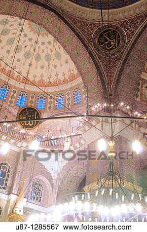 Turkey, Istanbul, The New Mosque or Mosque of the Valide Sultan, Interior View Large Photo Image Stock Photo - Turkey, Istanbul, The New Mosque or Mosque of the Valide Sultan, Interior. Fotosearch