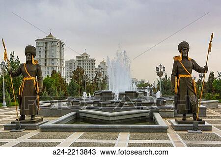 Turkmenistan, Ashgabat City, Independence Park, Warriors. View Large Photo Image Stock Image - Turkmenistan, Ashgabat City, Independence Park, Warriors.. Fotosearch
