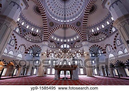 Stock Photography - Turkmenistan - Ashgabat - inside the Azadi mosque. Fotosearch