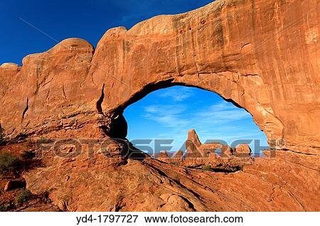 Turret Arch seen through North Window, Arches National Park, Utah, USA View Large Photo Image Stock Photo - Turret Arch seen through North Window, Arches National Park, Utah, USA. Fotosearch