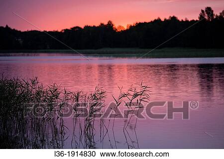 Twilight on lake Snaigynas Lithuania View Large Photo Image Stock Image - Twilight on lake Snaigynas Lithuania. Fotosearch