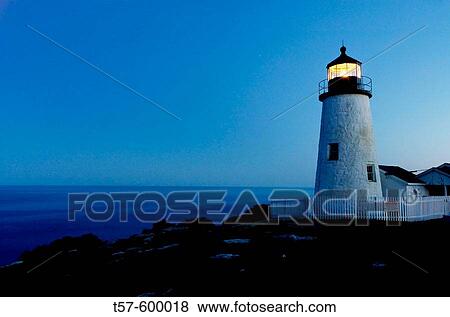 Twilight, Pemaquid Point Lighthouse, Bristol, Maine, USA. View Large Photo Image Stock Photo - Twilight, Pemaquid Point Lighthouse, Bristol, Maine, USA.. Fotosearch