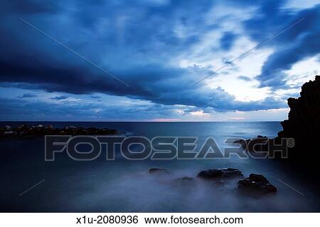Twilight Seascape from Riomaggiore Cinque Terre Liguria Italy. View Large Photo Image Stock Photograph - Twilight Seascape from Riomaggiore Cinque Terre Liguria Italy.. Fotosearch