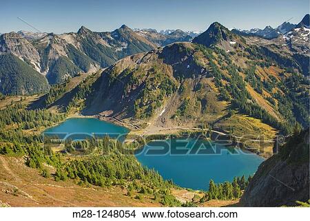 Twin lakes Mount Baker Wilderness Washington View Large Photo Image Picture - Twin lakes Mount Baker Wilderness Washington. Fotosearch