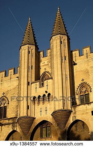 twin towers of the Palais des Papes, Pope's Palace, in Avignon, Provence, France, Europe View Large Photo Image Stock Photo - twin towers of the Palais des Papes, Pope's Palace, in Avignon, Provence, France, Europe. Fotosearch