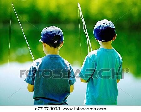 Two boys fishing View Large Photo Image Stock Image - Two boys fishing. Fotosearch