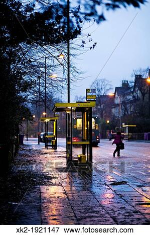 two bus stops and one woman crossing street in Liverpool, UK View Large Photo Image Stock Photo - two bus stops and one woman crossing street in Liverpool, UK. Fotosearch