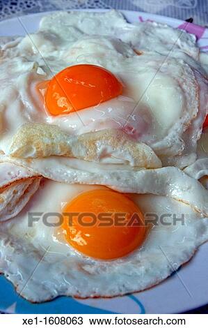 Stock Image - two fried eggs. Fotosearch