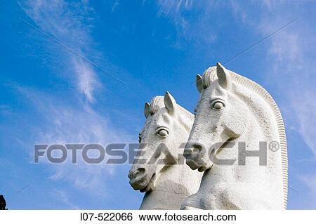 Two-horse statue in Belem. Lisbon. Portugal View Large Photo Image Stock Photograph - Two-horse statue in Belem. Lisbon. Portugal. Fotosearch