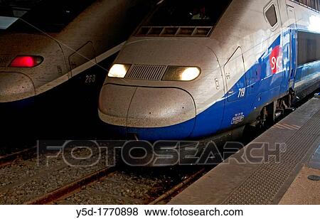 Two TGV trains in Marseille main railway station - St Charles, France View Large Photo Image Stock Photo - Two TGV trains in Marseille main railway station - St Charles, France. Fotosearch