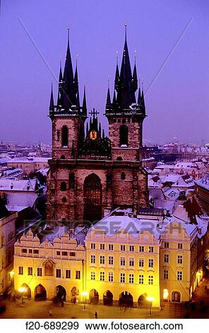 Tyn church, Prague. Czech Republic View Large Photo Image Stock Photo - Tyn church, Prague. Czech Republic. Fotosearch