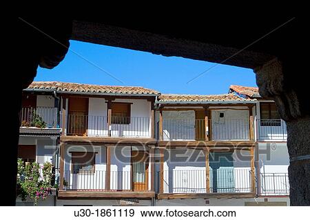 Typical and traditional houses of Montemayor del R? o, a small village declarated Historical-Artistic Site in Sierra de B? jar, Salamanca province Castilla y Le? n Spain View Large Photo Image Stock Photo - Typical and traditional houses of Montemayor del R? o, a small village declarated Historical-Artistic Site in Sierra de B? jar, Salamanca province Castilla y Le? n Spain. Fotosearch