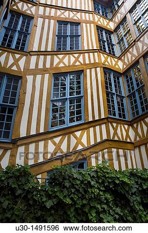 Stock Photograph - Typical architecture with half-timbered of some houses in Rouen, in Seine-Maritime department Upper Normandy region France. Fotosearch
