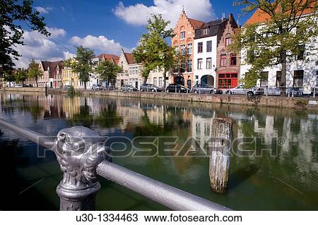 Typical canal in the medieval town of Brugge, listed World Heritage Site by UNESCO Flanders Belgium View Large Photo Image Stock Image - Typical canal in the medieval town of Brugge, listed World Heritage Site by UNESCO Flanders Belgium. Fotosearch