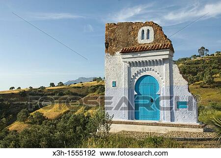 Stock Image - typical door at the entrance of Chefchaouen, Rif region, Morocco, North Africa. Fotosearch