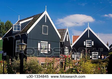 Stock Photography - Typical dutch houses in the small town of Marken, in the province of North Holland Holland. Fotosearch