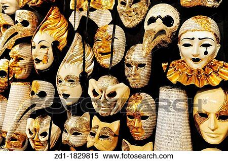 Stock Photography - Typical masks worn during the carnival of Venice, Italy. Fotosearch