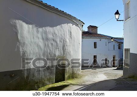 Typical street in Montanchez village, Caceres province, Extremadura, Spain. View Large Photo Image Picture - Typical street in Montanchez village, Caceres province, Extremadura, Spain.. Fotosearch