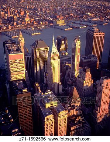 Stock Photograph - U S A, New York, Financial District, aerial view. Fotosearch