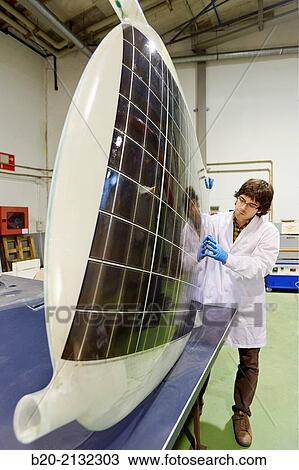 Stock Image - UAV. Drone. Research and development of solar panels. Energy and Environment Division. Research and Innovation. Donostia. San Sebastian. Gipuzkoa. Basque Country. Spain. Europe.. Fotosearch