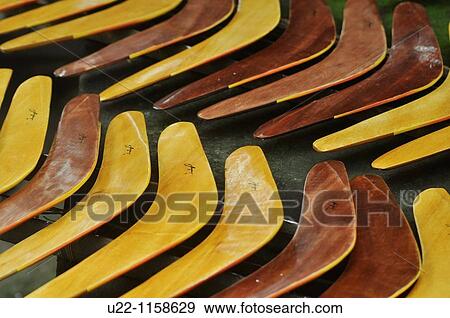 Ubud (Bali, Indonesia): boomerangs made in a handicraft shop, to be sold in Australia View Large Photo Image Stock Photo - Ubud (Bali, Indonesia): boomerangs made in a handicraft shop, to be sold in Australia. Fotosearch