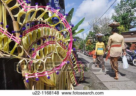 Ubud (Bali, Indonesia): decoration at the entrance of a house, during a wedding View Large Photo Image Stock Photo - Ubud (Bali, Indonesia): decoration at the entrance of a house, during a wedding. Fotosearch