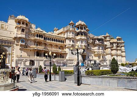 Stock Image - Udaipur City Palace, Udaipur, Rajasthan, India.. Fotosearch