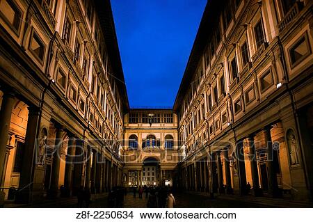 Uffizi Gallery by night, Florence - Italy. View Large Photo Image Picture - Uffizi Gallery by night, Florence - Italy.. Fotosearch