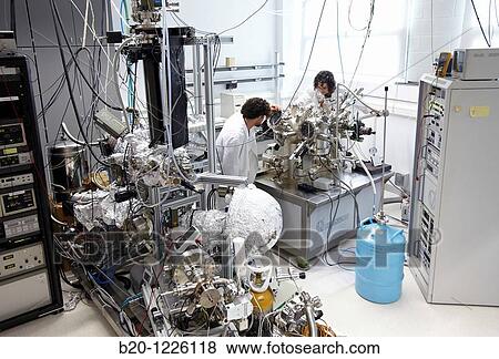 Stock Photo - UHV (ultra-high vacuum) chamber, Nanophysics laboratory, Materials Physics Center. Fotosearch