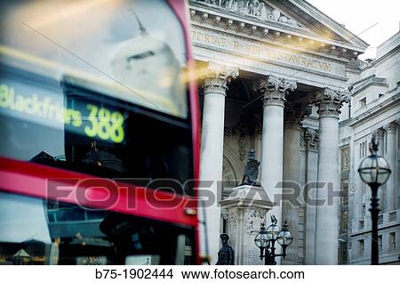 UK, England, City Of London, Old Stock Exchange and double decker bus View Large Photo Image Picture - UK, England, City Of London, Old Stock Exchange and double decker bus. Fotosearch