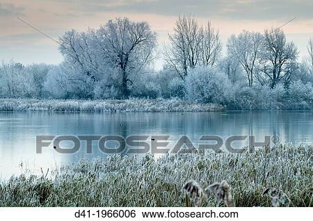 UK, England, Gloucestershire, Cotswold Water Park, winter flood. View Large Photo Image Stock Photograph - UK, England, Gloucestershire, Cotswold Water Park, winter flood.. Fotosearch