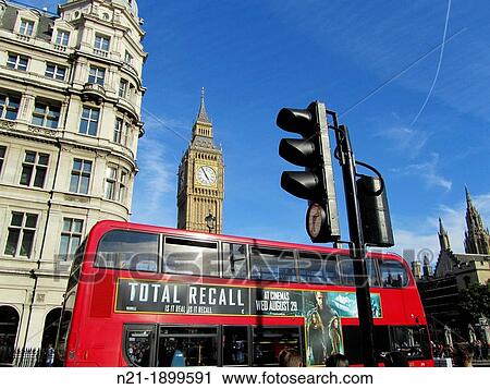 UK, England, London, Double decker bus along Parliament Street at Parliament Square with Big Ben in background View Large Photo Image Stock Image - UK, England, London, Double decker bus along Parliament Street at Parliament Square with Big Ben in background. Fotosearch