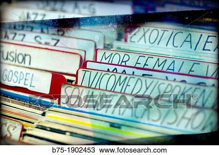 Stock Image - UK, England, London, Records organized by artist name. Fotosearch