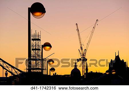 UK, England, London, St Pauls cranes silhouette View Large Photo Image Stock Photograph - UK, England, London, St Pauls cranes silhouette. Fotosearch