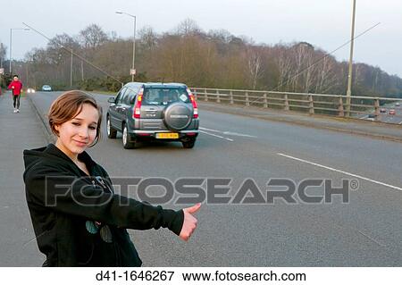 UK, England, Motorway hitch lift View Large Photo Image Stock Photo - UK, England, Motorway hitch lift. Fotosearch