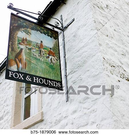 UK, England, Yorkshire Dales, Starbotton, Pub announcement, fox and hounds View Large Photo Image Stock Photograph - UK, England, Yorkshire Dales, Starbotton, Pub announcement, fox and hounds. Fotosearch