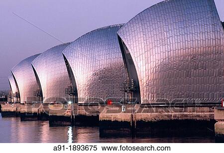 UK, London England, River Thames Barrier View Large Photo Image Stock Photography - UK, London England, River Thames Barrier. Fotosearch