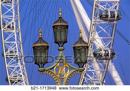 Stock Photo - UK, London, on the Big wheel in front of the Parliament.. Fotosearch