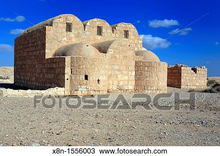 Stock Image - Umayyad desert castle 720-730s, Qasr Amra, Eastern desert, Jordan. Fotosearch