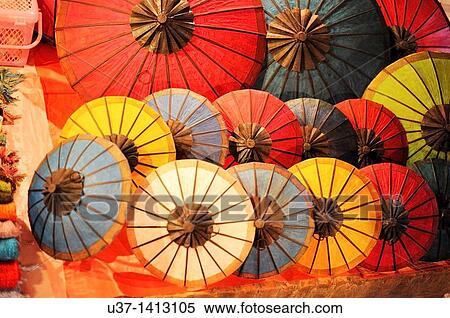 Umbrellas for sale at Luang Phrabang night market. Laos. View Large Photo Image Stock Photography - Umbrellas for sale at Luang Phrabang night market. Laos.. Fotosearch