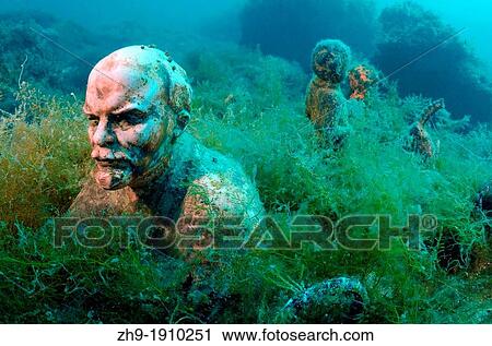 Underwater museum? Reddening leaders?, Vladimir Ilyich Ulyanov, Lenin, sculpture, Cape Tarhankut, Tarhan Qut, Black sea, Crimea, Ukraine, Eastern Europe View Large Photo Image Stock Image - Underwater museum? Reddening leaders?, Vladimir Ilyich Ulyanov, Lenin, sculpture, Cape Tarhankut, Tarhan Qut, Black sea, Crimea, Ukraine, Eastern Europe. Fotosearch