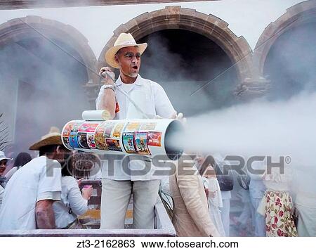 Stock Image - Unidentified people enjoying the Los Indianos Party during the carnival on March 3, 2014 in Santa Cruz de La Palma, Canary Islands, Spain.. Fotosearch