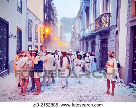 Unidentified people enjoying the Los Indianos Party during the carnival in Santa Cruz de La Palma on March 3, 2014, Canary Islands, Spain. View Large Photo Image Stock Photography - Unidentified people enjoying the Los Indianos Party during the carnival in Santa Cruz de La Palma on March 3, 2014, Canary Islands, Spain.. Fotosearch