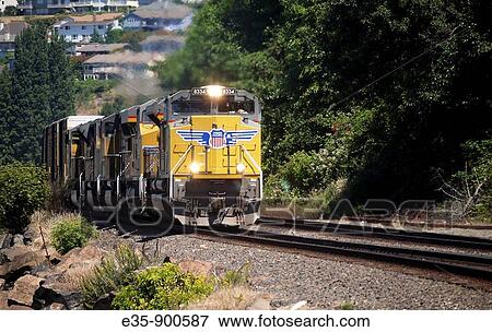 Union Pacific train hauling cargo View Large Photo Image Stock Photo - Union Pacific train hauling cargo. Fotosearch