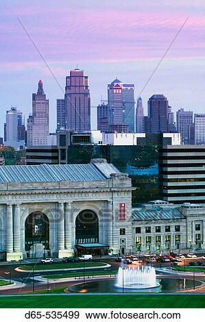 Union Station (b. 1914) and Kansas City Skyline at dawn. Missouri, USA View Large Photo Image Stock Photo - Union Station (b. 1914) and Kansas City Skyline at dawn. Missouri, USA. Fotosearch