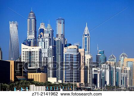 Stock Image - United Arab Emirates, Dubai, Marina, skyline,.. Fotosearch