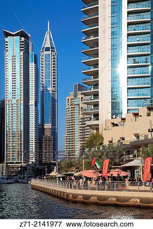 United Arab Emirates, Dubai, Marina, skyline,. View Large Photo Image Stock Photo - United Arab Emirates, Dubai, Marina, skyline,.. Fotosearch