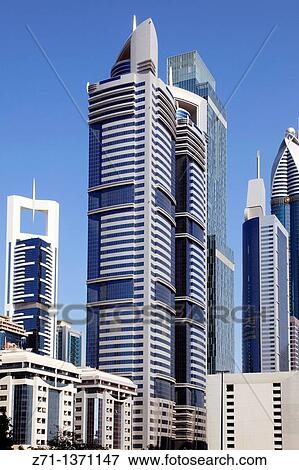United Arab Emirates, Dubai, Sheikh Zayed Road, skyscrapers, View Large Photo Image Stock Photo - United Arab Emirates, Dubai, Sheikh Zayed Road, skyscrapers,. Fotosearch